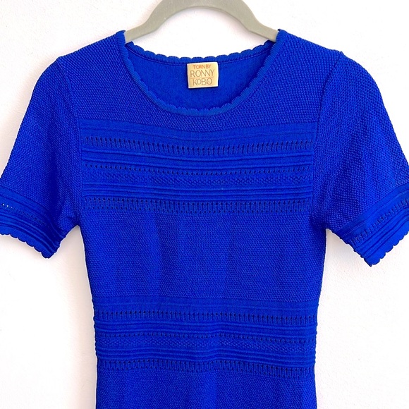 TORN RONNY KOBO cobalt blue knit dress XS - Picture 12 of 16